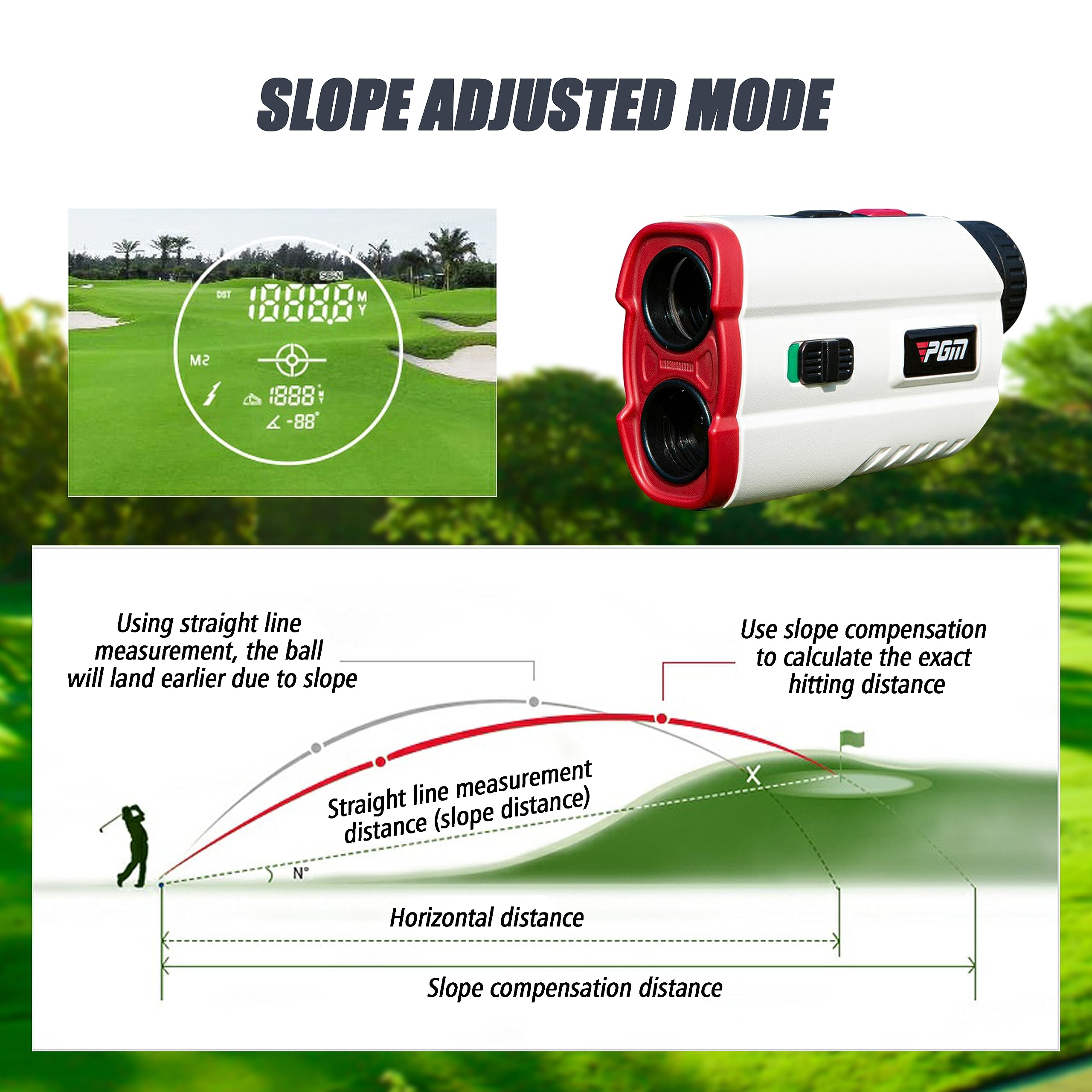 Pgm Golf Rangefinder With Slope, 600 Yards Golf Range Finder, 7X Magnification Laser Range Finder Golf With Distance Finder, Fla