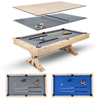 Freetime Fun 3 In 1 Multi Game 7 Ft Pool Table With Dining Top And Ping Pong Table, Includes Billiard Accessories And Tennis Pad