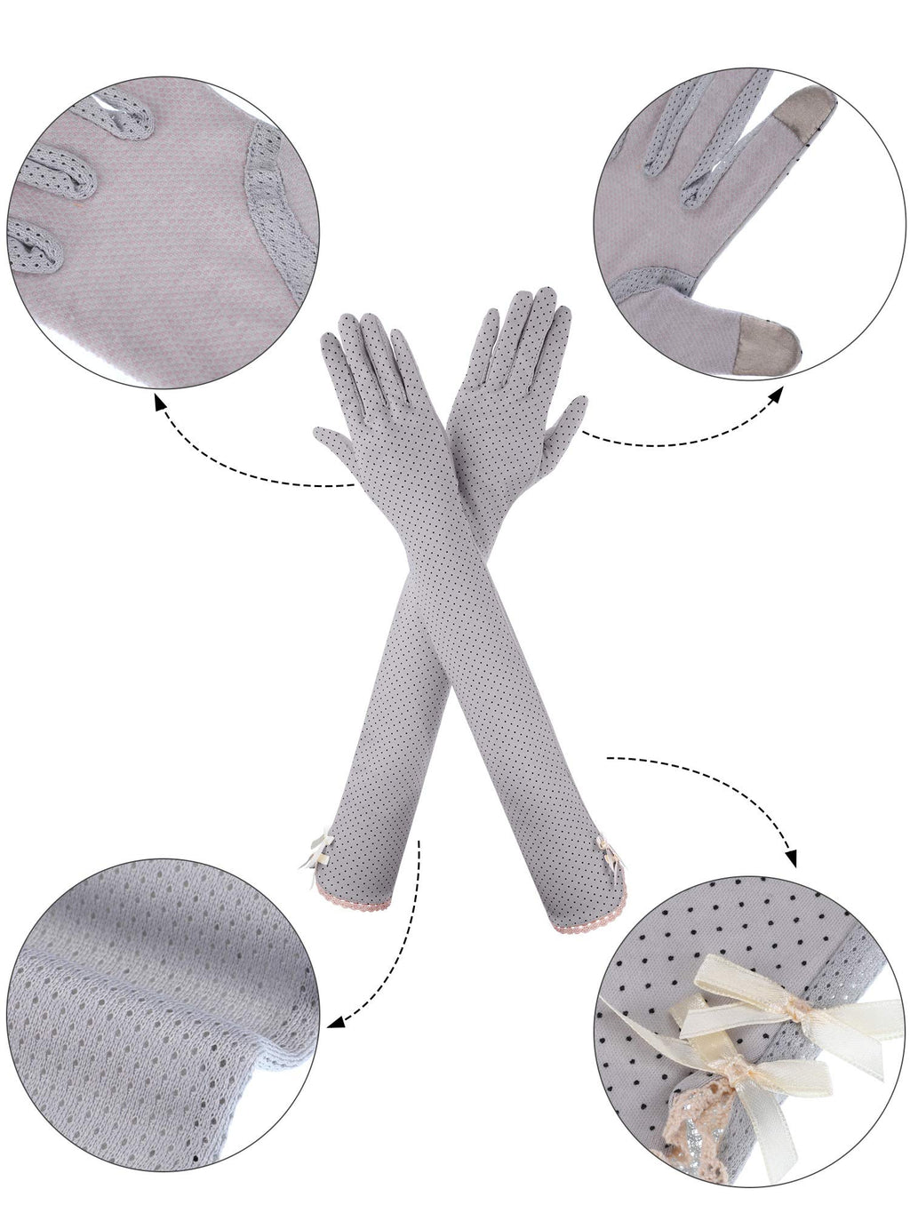 2 Pairs Women Uv Sun Protection Driving Gloves Touchscreen Cotton Arm Sun Block Gloves For Outdoor Sports Summer Supplies (Color