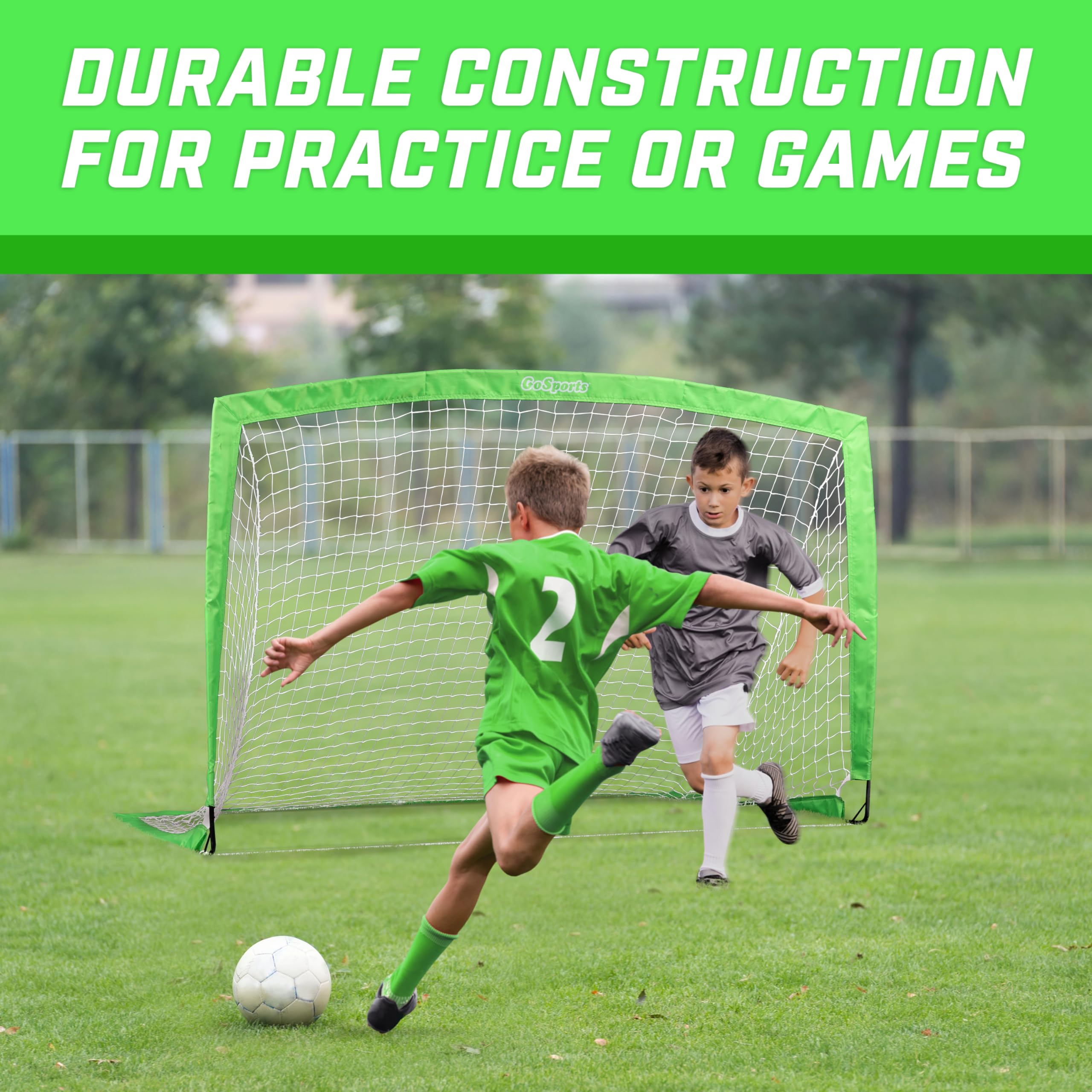 Gosports Team Tone 6 Ft X 4 Ft Portable Soccer Goal For Kids - Pop Up Net For Backyard - Bright Green