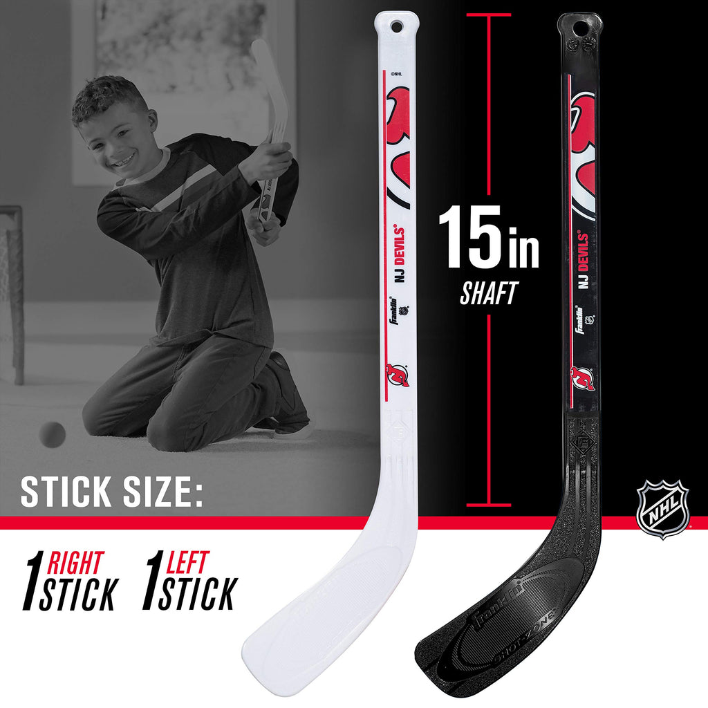 Franklin Sports New Jersey Devils Mini Hockey Set - Knee Hockey Goal, Ball,  2 Hockey Stick Combo Set - Mini Goal Net - Nhl Offi