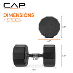 CAP Barbell 12-Sided Coated Dumbbell with Black Handle, Pair, 45 LB