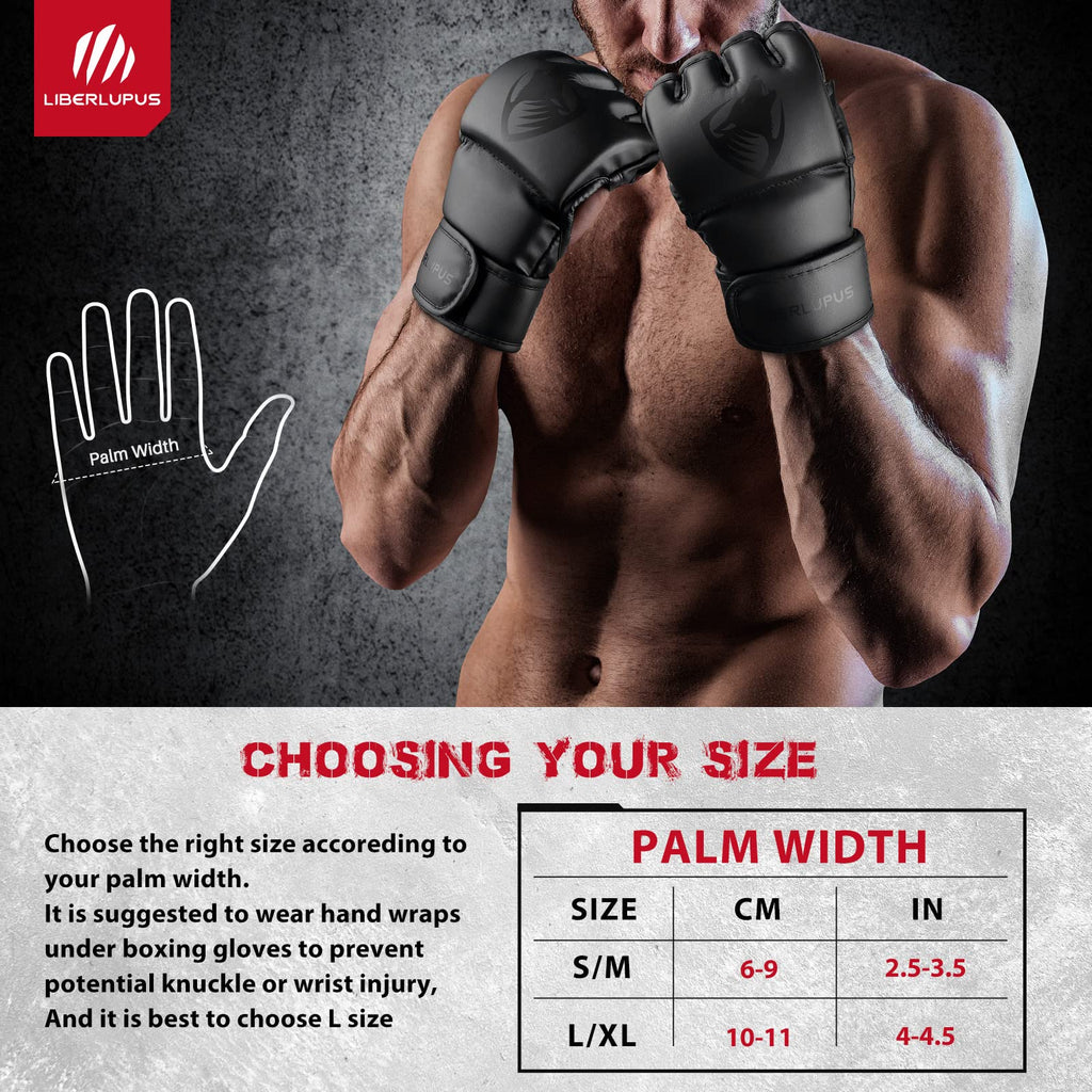 Liberlupus Mma Gloves For Men & Women, Martial Arts Bag Gloves, Kickboxing Gloves With Open Palms, Boxing Gloves For Punching Ba
