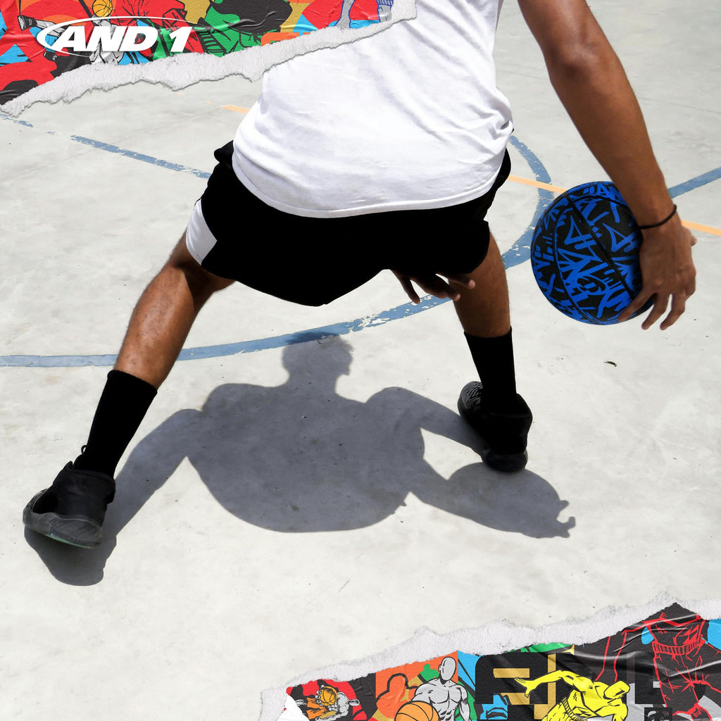 AND1 Fantom Graffiti Basketball: Official Regulation Size 7 (29.5 inches) Rubber Basketball - Deep Channel Construction Streetba