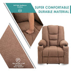 Meetwarm Power Lift Chair Electric Recliner For Elderly Heated Vibration Massage Soft Fabric Recliner Chair With 2 Remote Contro