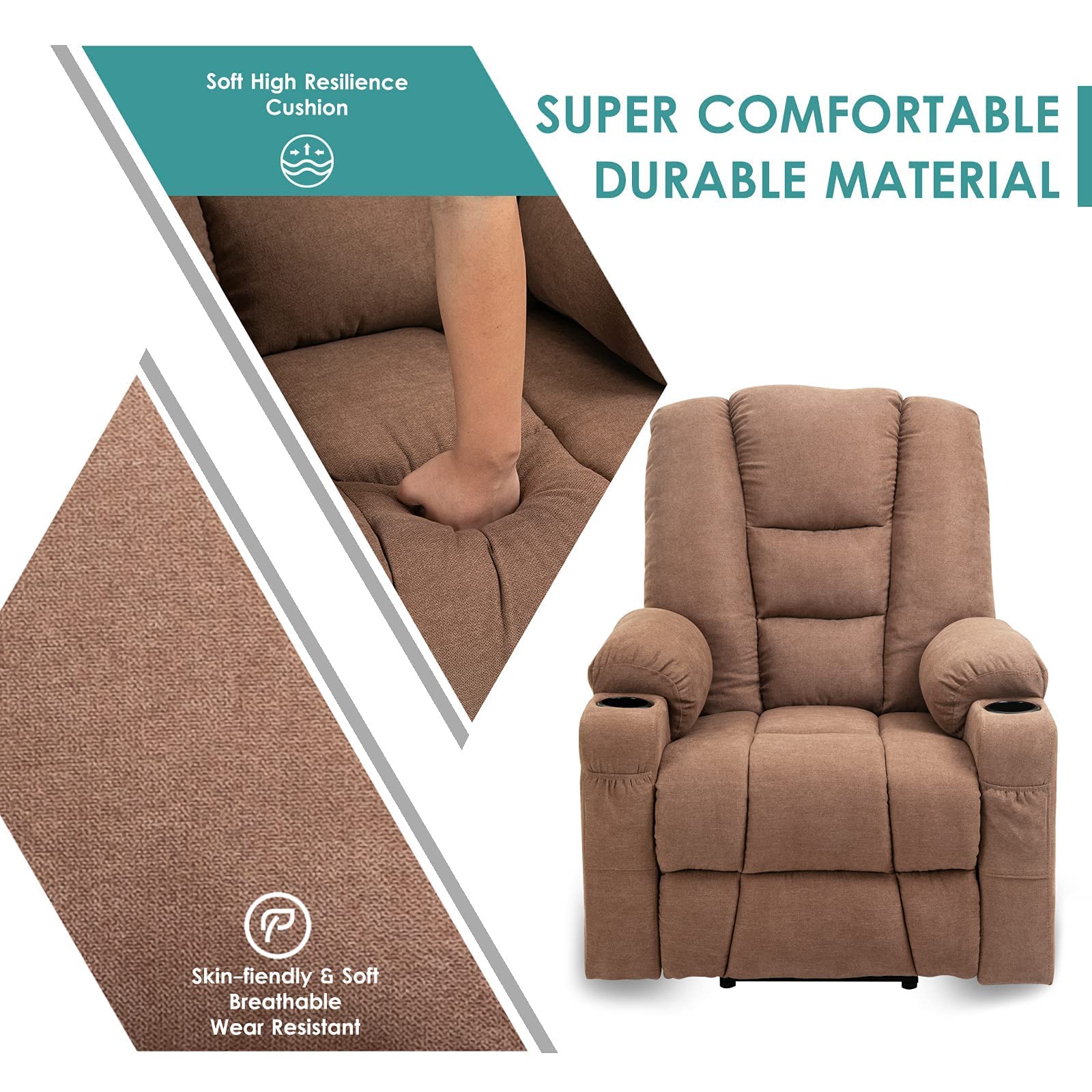 Meetwarm Power Lift Chair Electric Recliner For Elderly Heated Vibration Massage Soft Fabric Recliner Chair With 2 Remote Contro