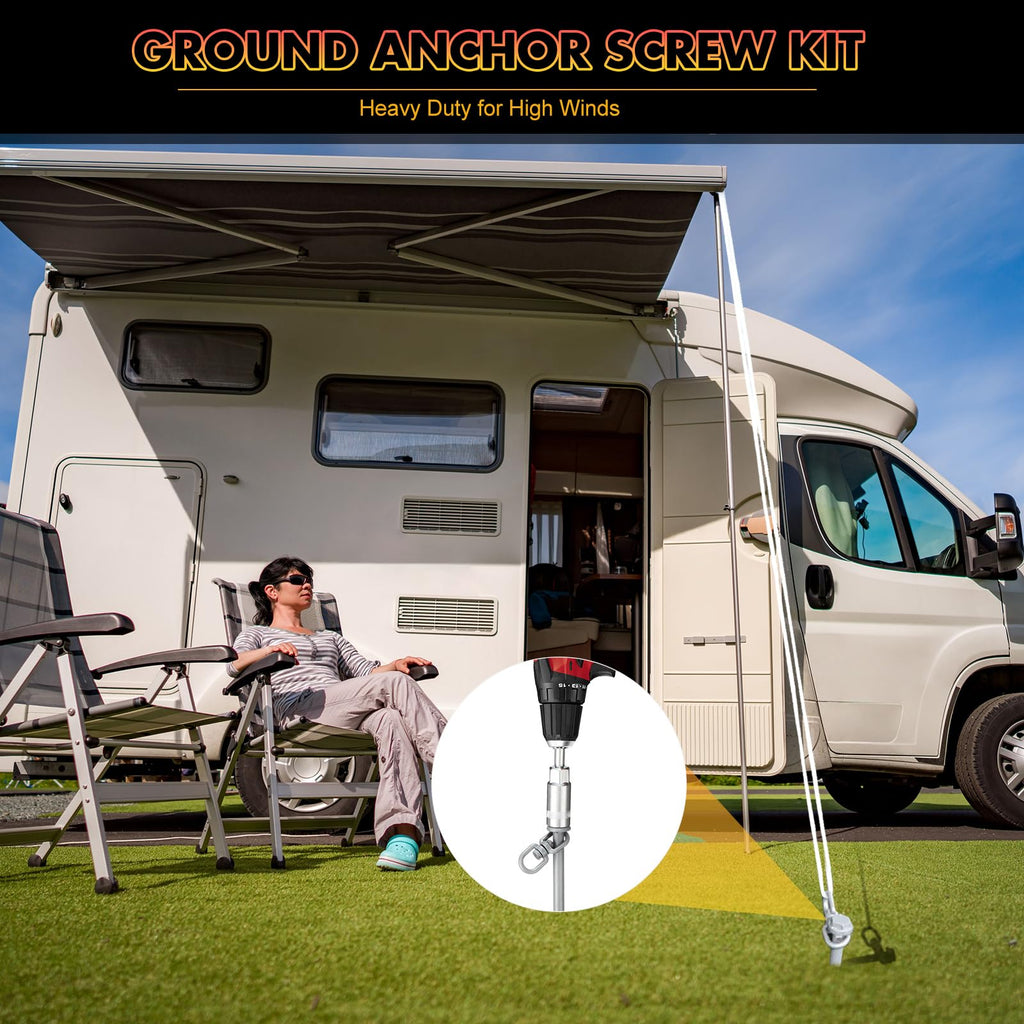 Zhengmy 24 Pcs Ground Anchors Screw In, 12 Inch Heavy Duty Tent Stakes With Trampoline Anchor Hook Ground Stakes For Camping Ten