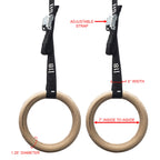 Valor Fitness Grw-1 Wood Gymnastic Rings With Adjustable Straps (Set Of 2) - Promotes Muscular Physique And Improves Performance