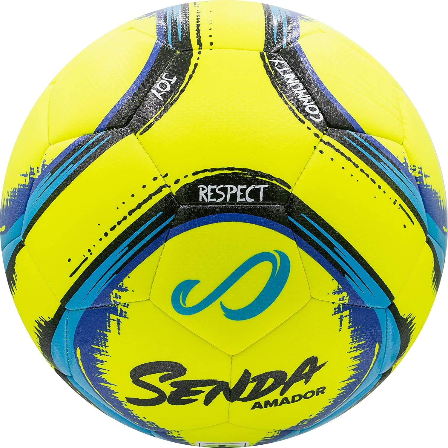 Senda Amador Training Soccer Ball, Fair Trade Certified, Yellow/Light Blue, Size 4 (Ages 8-12)