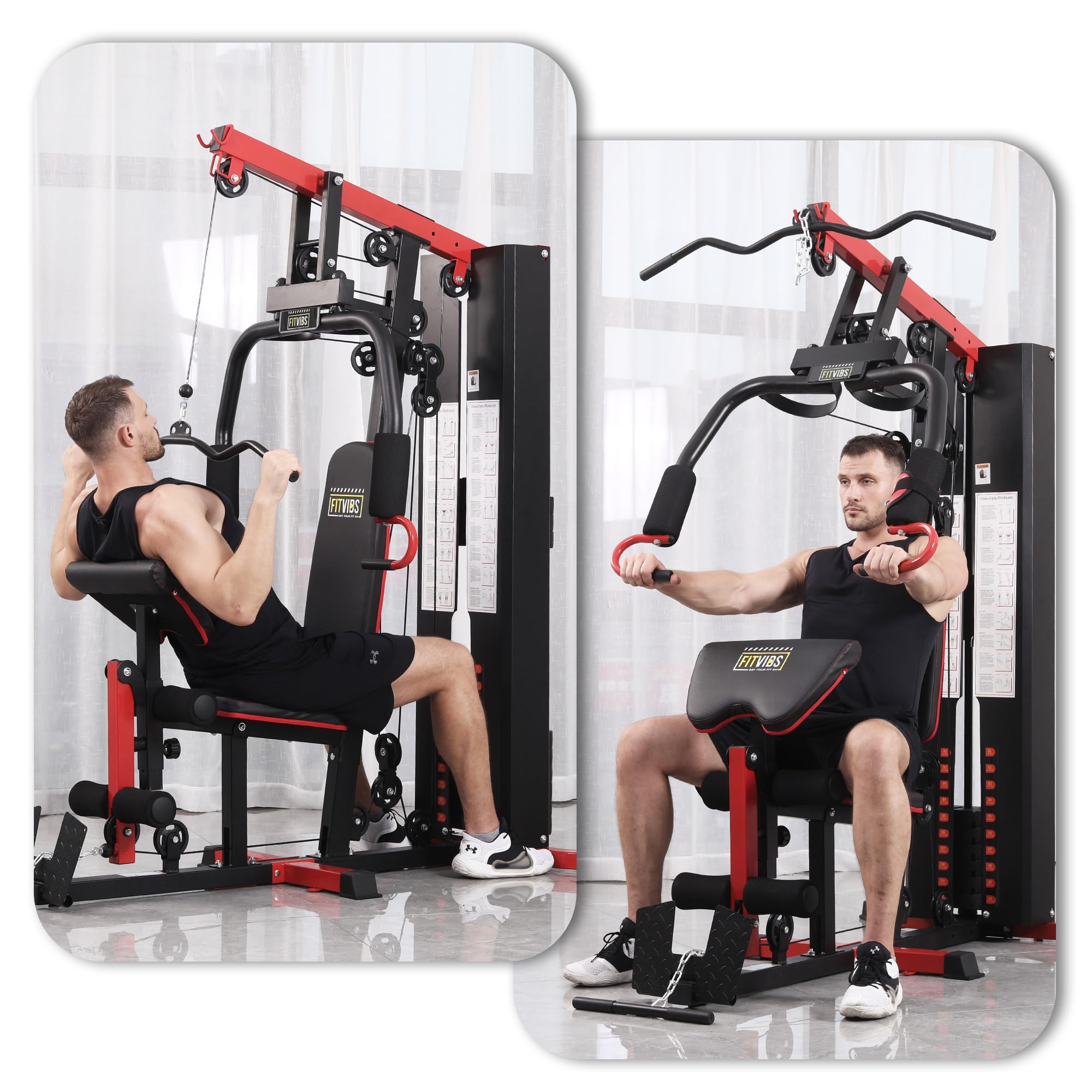 Fitvids Multifunctional Home Gym Equipment with 122.5 lbs Weight Stack, Full Body Workout Weight Machine, All in One Exercise Eq