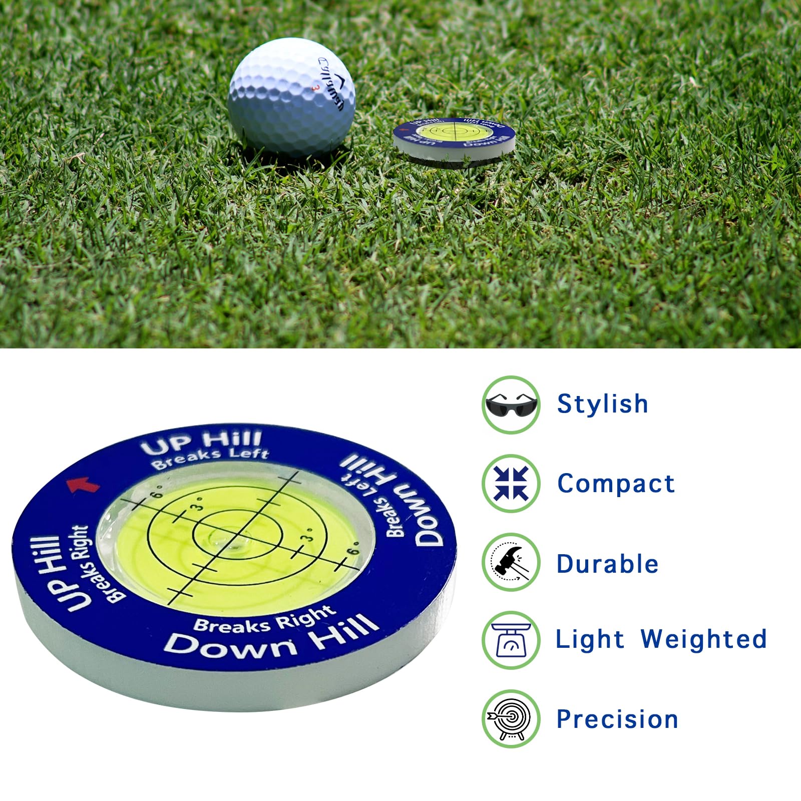 Keopuals Golf Green Reader - Golf Ball Markers With Level Golf Accessories Golf Putting Green Reading Aid Bubble Golf Training T