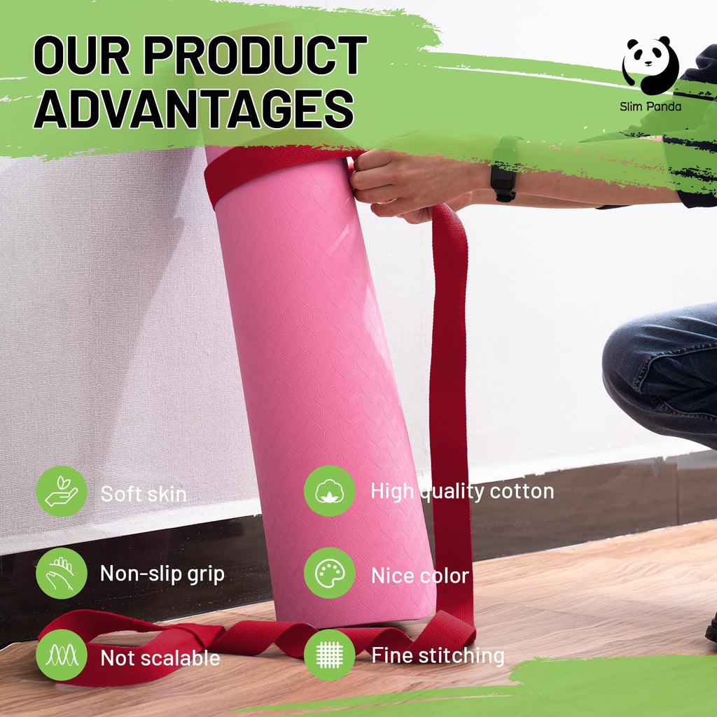 Slim Panda Yoga Mat Straps For Carrying, Adjustable Yoga Mat Carrier, Yoga Mat Sling(Yoga Mat Not Included) (Burgundy)