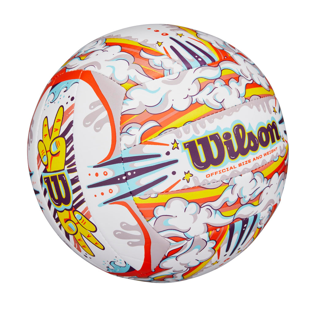 Wilson Graffiti Peace Volleyball - Official Size, White/Orange