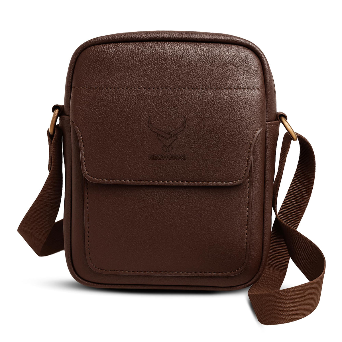 Redhorns Faux Leather Small Cross Body Sling Bag For Men & Women, 3 Zipper Pockets, Business Messenger Shoulder Bag For Travel,