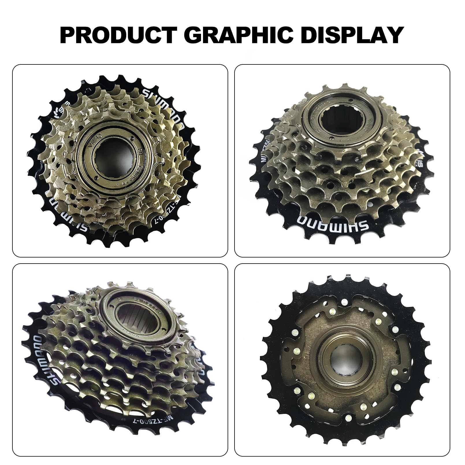 Rainflowwer Shimano 7 Speed Bike Freewheel, Mf-Tz500-7 Bicycle Freewheel 14-28T Multiple Freewheel Cycling Replacement Part