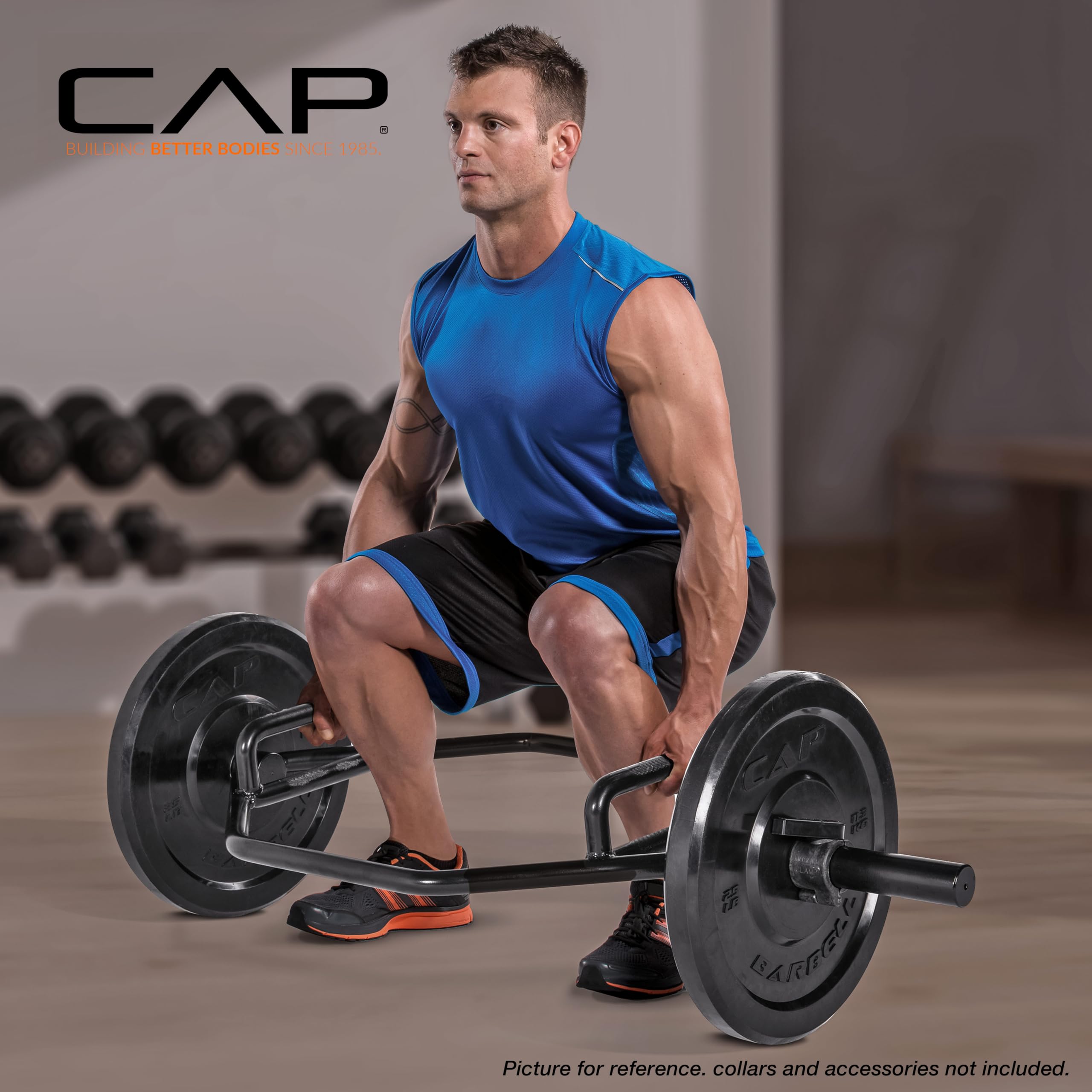 Cap Barbell Olympic Hex / Trap /Shrug /Deadlift Bar With Combo Grips, Black - New Version (Obis-89Hb)