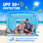 Beach Tent Sun Shelter,4-6 Person Beach Shade Tent, Easy Setup Upf 50+ Uv Protection Portable Lightweight Beach Cabana Sun Shade