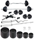 Kore Pvc 100 Kg Home Gym Set With One 5 Ft Plain + One 3 Ft Curl Rod And One Pair Dumbbell Rods, Multicolour