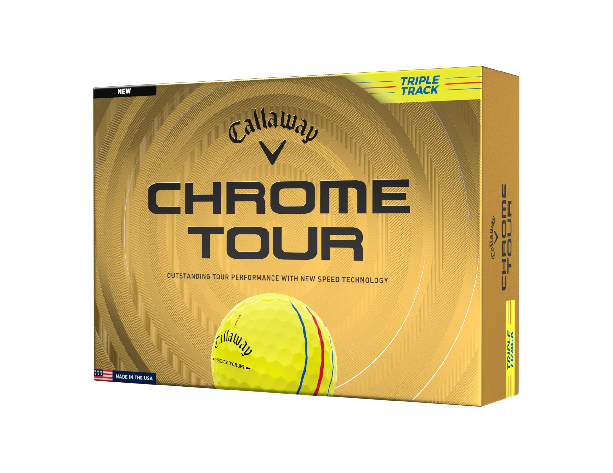 Callaway Golf Chrome Tour 2026 Golf Balls(Yellow Triple Track,One Dozen)