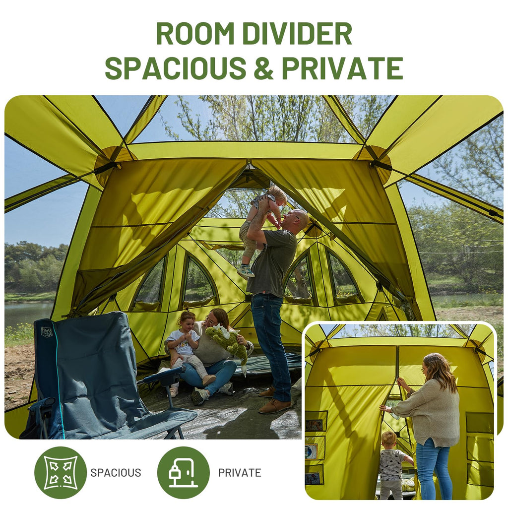 Timber Ridge 8 Person Instant Pop Up Cabin Tent, Easy 90 Second Setup, Weather Resistant Camping Family Hub Tent With Rain Fly A