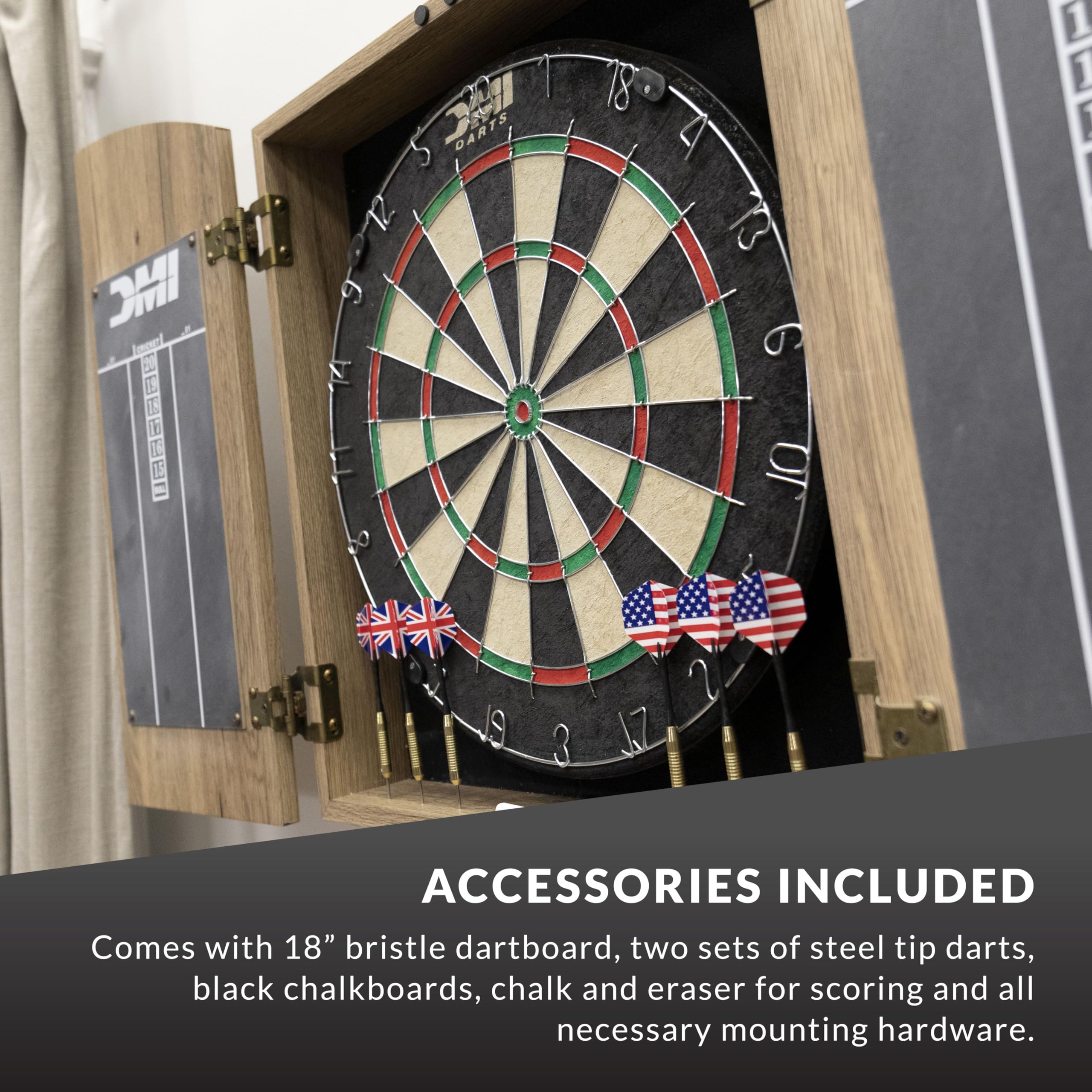Dmi Sports Dublin Bristle Dartboard Cabinet Set - Bristle Dartboard Included