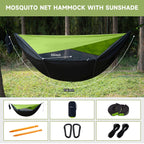 Travel Bird Camping Hammock With Mosquito Net And Sunshade, Backpacking Hammock With Ridge Rope Tree Straps, Lightweight Portabl