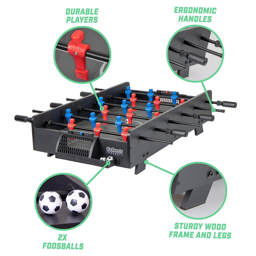 Gosports 32 Inch Tabletop Foosball Game Set - Oak Or Black