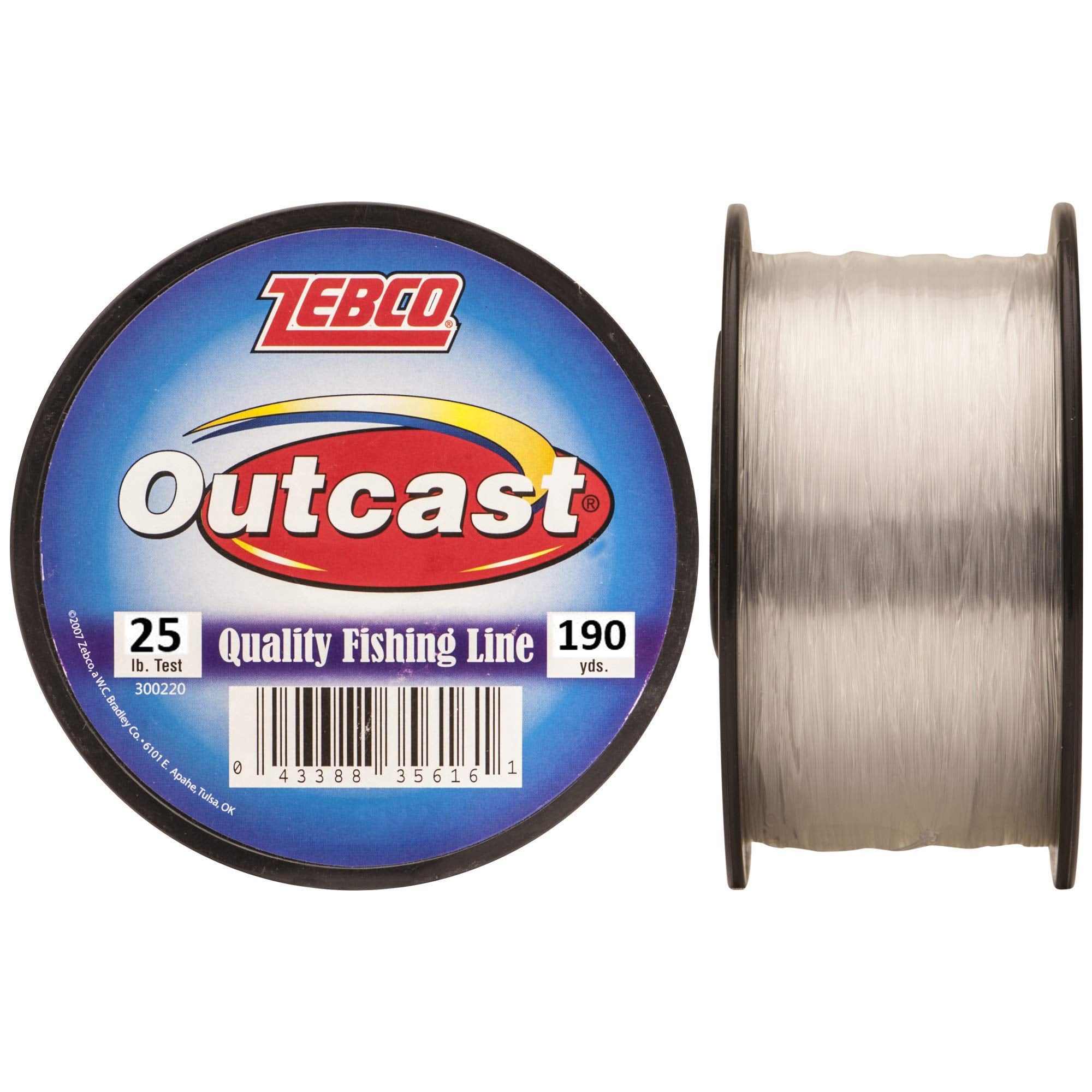 Zebco Outcast Monofilament Fishing Line, 160-Yards, 30-Pound, Low Memory And Stretch, High Tensile Strength, Clear