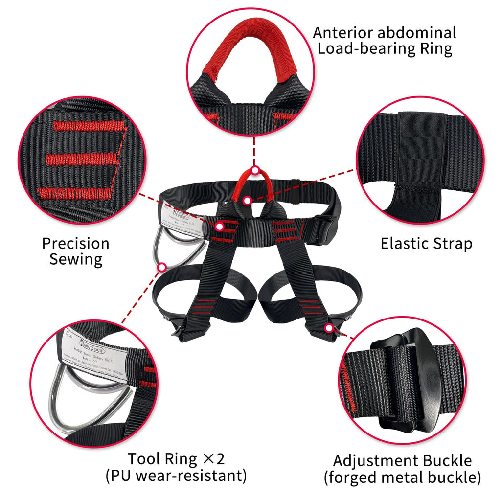 Newdoar Adjustable Thickness Climbing Harness,Ce Certification Wider Half Body Harness For Rock Rappelling Fire Rescuing Tree Cl