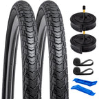 2-Pack 700C Road Bike Tires 700 X 38C (38-622) Plus 2 Pack 700C Bike Tubes 700X3543C Av48Mm Schrader Valve With 2 Rim Strips Com