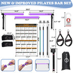 Upgraded Pilates Bar Kit -39    Adjustable Exercise Equipment For Men, Women With 6X 20, 30, 40 Lbs Resistance Bands With Adjust