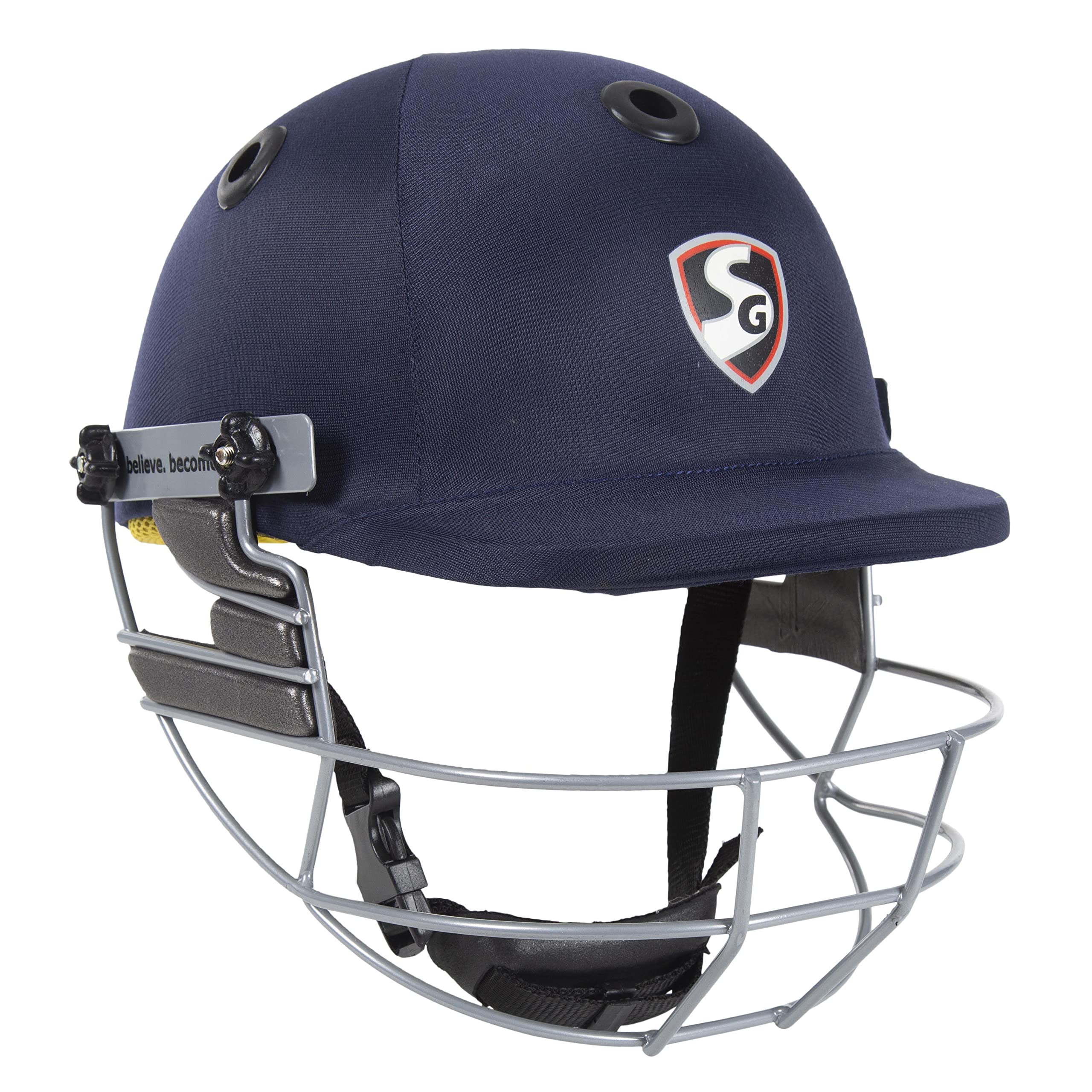 SG Blaze Tech Cricket Helmet | Navy Blue | Large | Polypropylene | Unisex | Lightweight | High-Density EVA Lining | Adjustable G