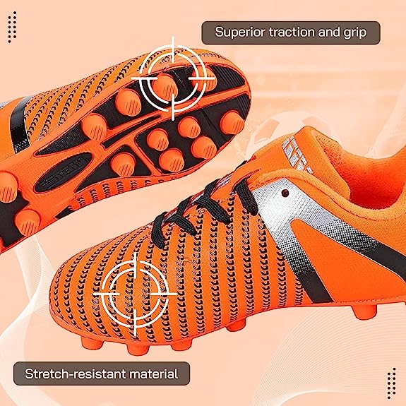 Impact Firm Ground Soccer Shoes -Orange/Silver - Vizari Sports