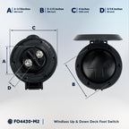 Five Oceans Anchor Windlass Up/Down Deck Foot Switch, Heavy Duty Uv-Stabilized Black Plastic Hinged Cover, 12-Volts, 4-Inch Diam