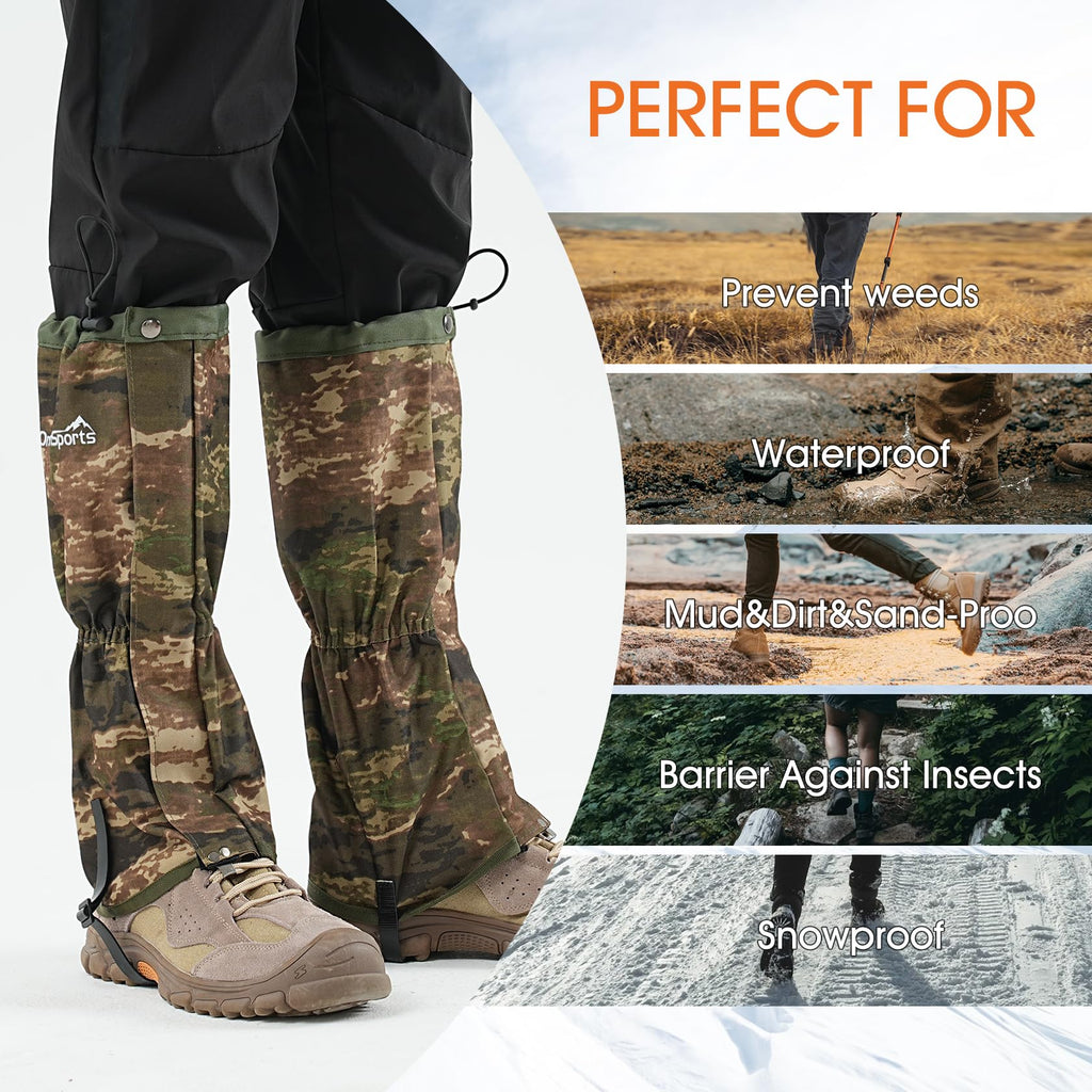 Waterproof Adjustable Leg Gaiters For Men And Women Gators For Hiking Boots In Snow Hunting Sand And Mud Mountain Climbing Or Sn