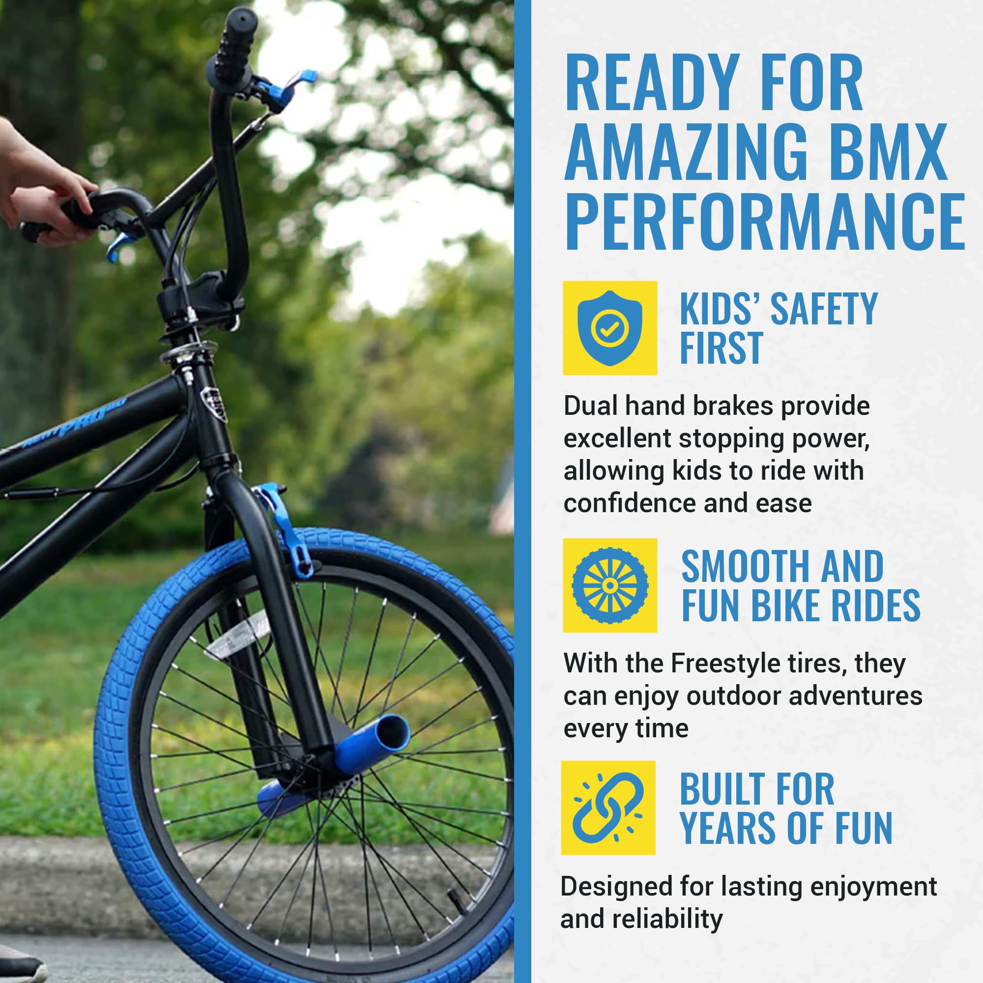 Kent International Pro 20-20 Inch Bmx Bike With Front & Rear Hand Brakes And Padded Bmx Saddle - Sturdy Bicycle For Kids With Ad
