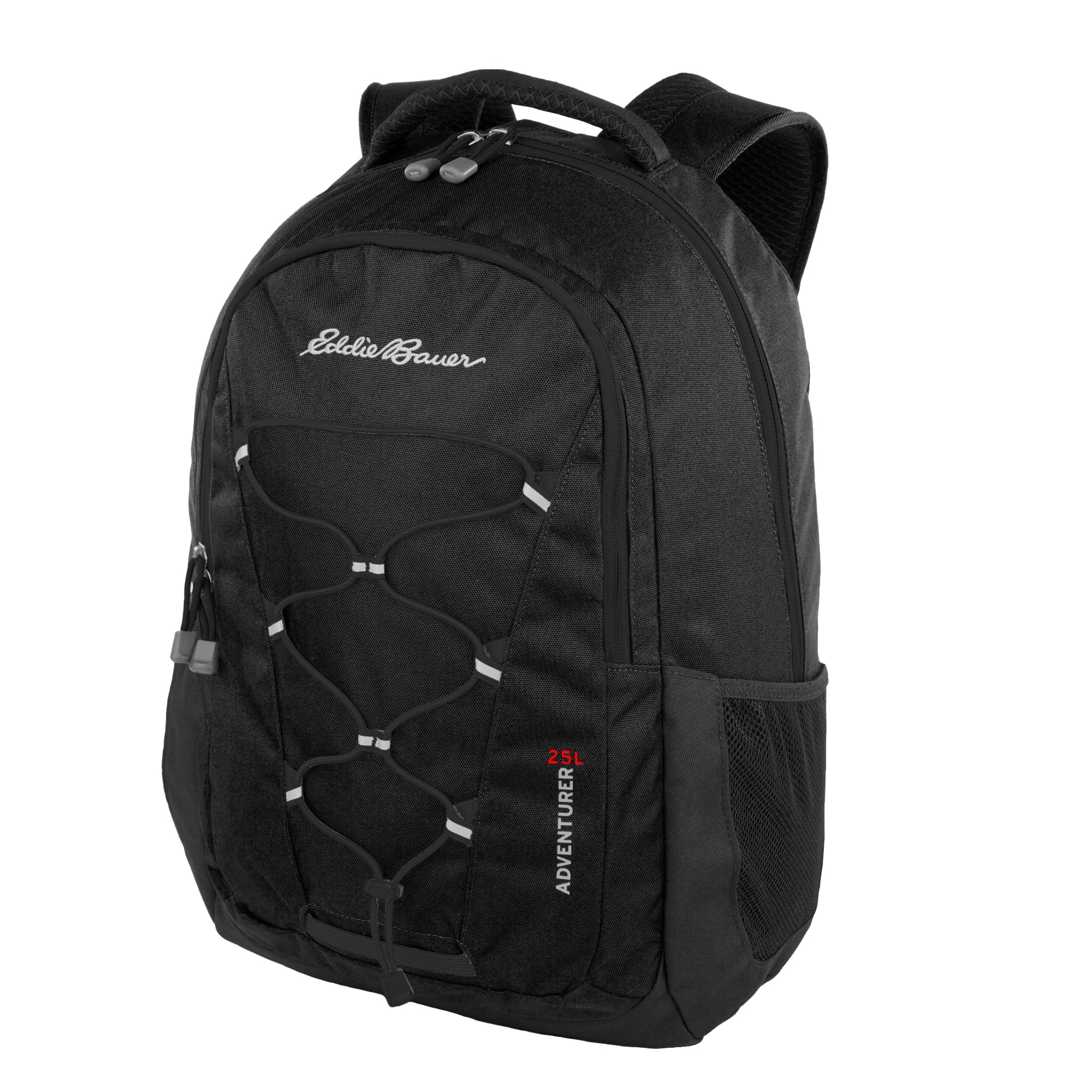Eddie Bauer Adventurer Backpack with Organization Compartments and Hydration/Laptop Compatible Sleeve, Adventurer - Black, 25L