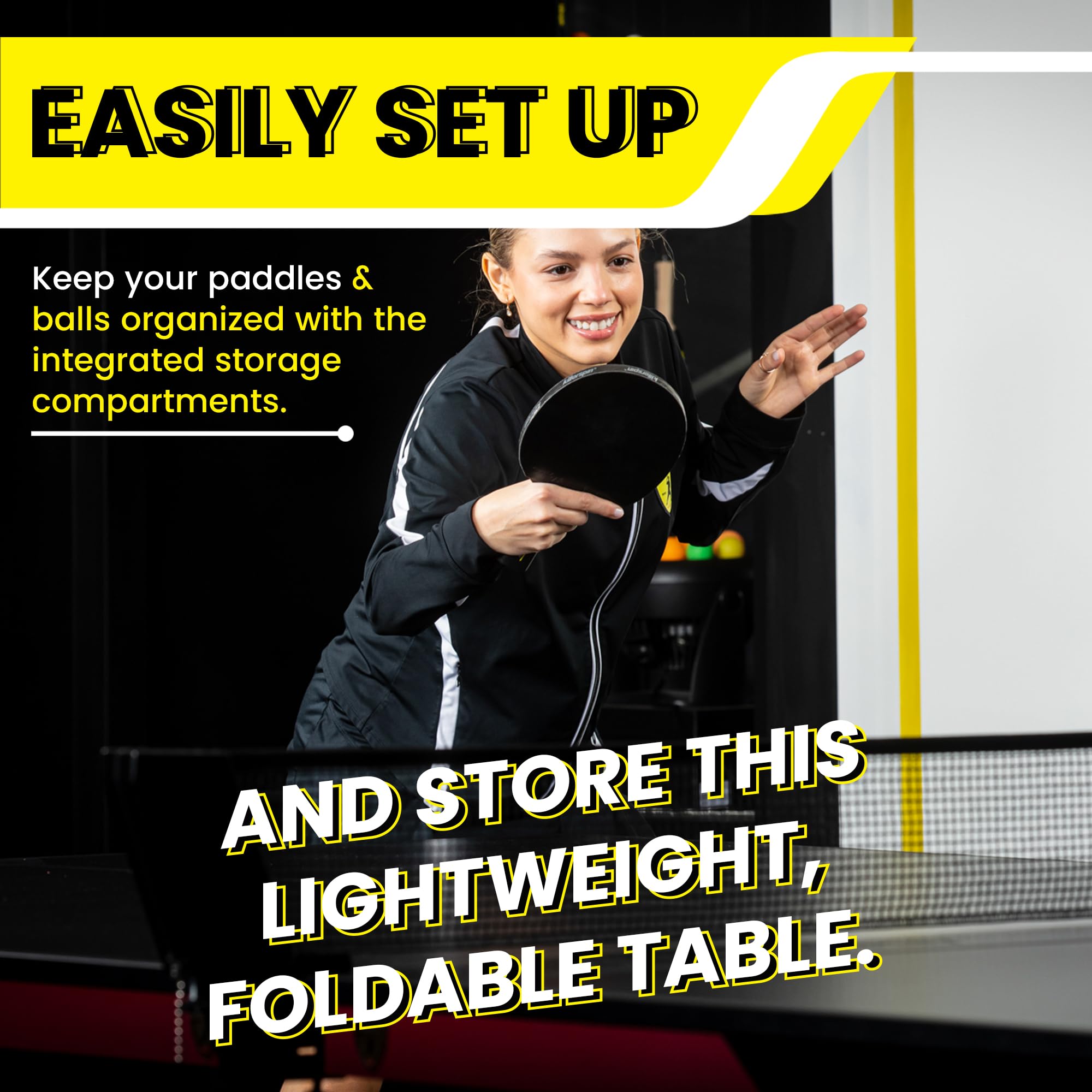 Killerspin Myt 415X Mega, Ping Pong Table, Foldable Table For Table Tennis, Portable Ping Pong Table Set With Built-In Paddle An