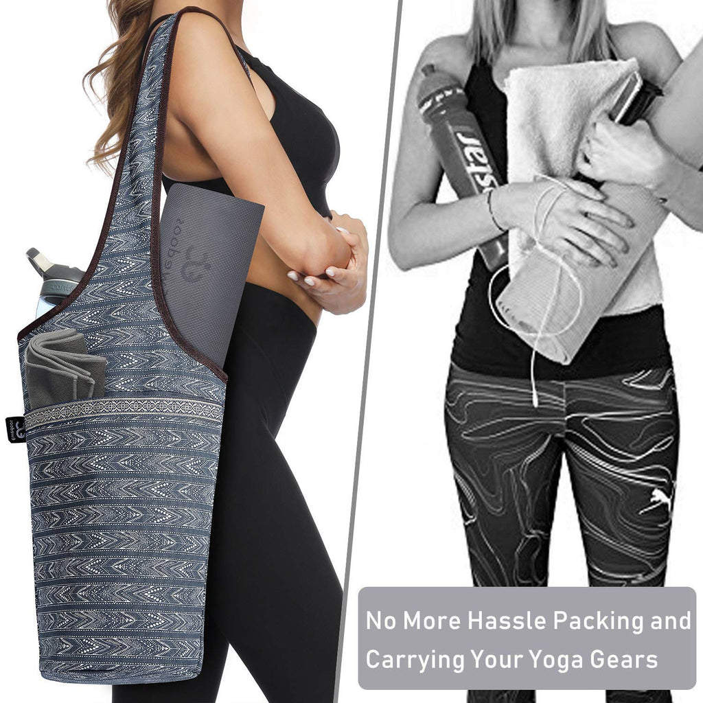 Ewedoos Yoga Mat Bag With Large Size Pocket And Zipper Pocket, Fit Most Size Mats (Artistic Gray)