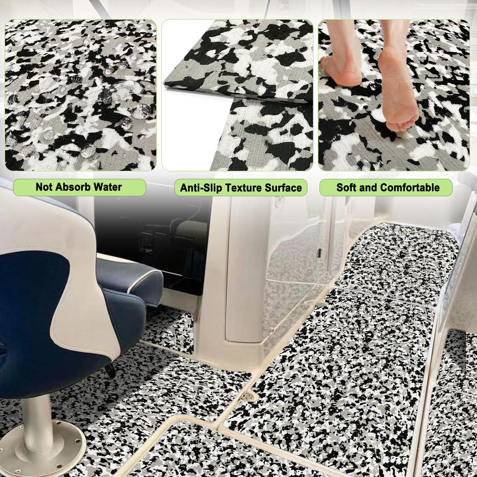 Hjdeck Boat Flooring Eva Foam Boat Decking Self Adhesive Non Slip Boat Carpet Brushed Camo Snow Marine Mat For Fishing Boat Kaya