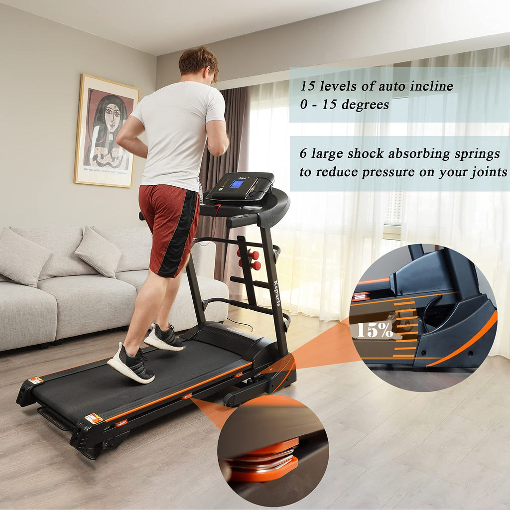 Ksports Foldable 16.5 Inch Cardio Fitness Portable Treadmill With Bluetooth Connectivity, Lcd Display, And Tracking Apps For Hom