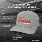 Legacy NCAA Officially Licensed Rope Hat, Texas Longhorns, Lightweight Cap for Men & Women, Caddy Adjustable (Caddy), Grey/Grey