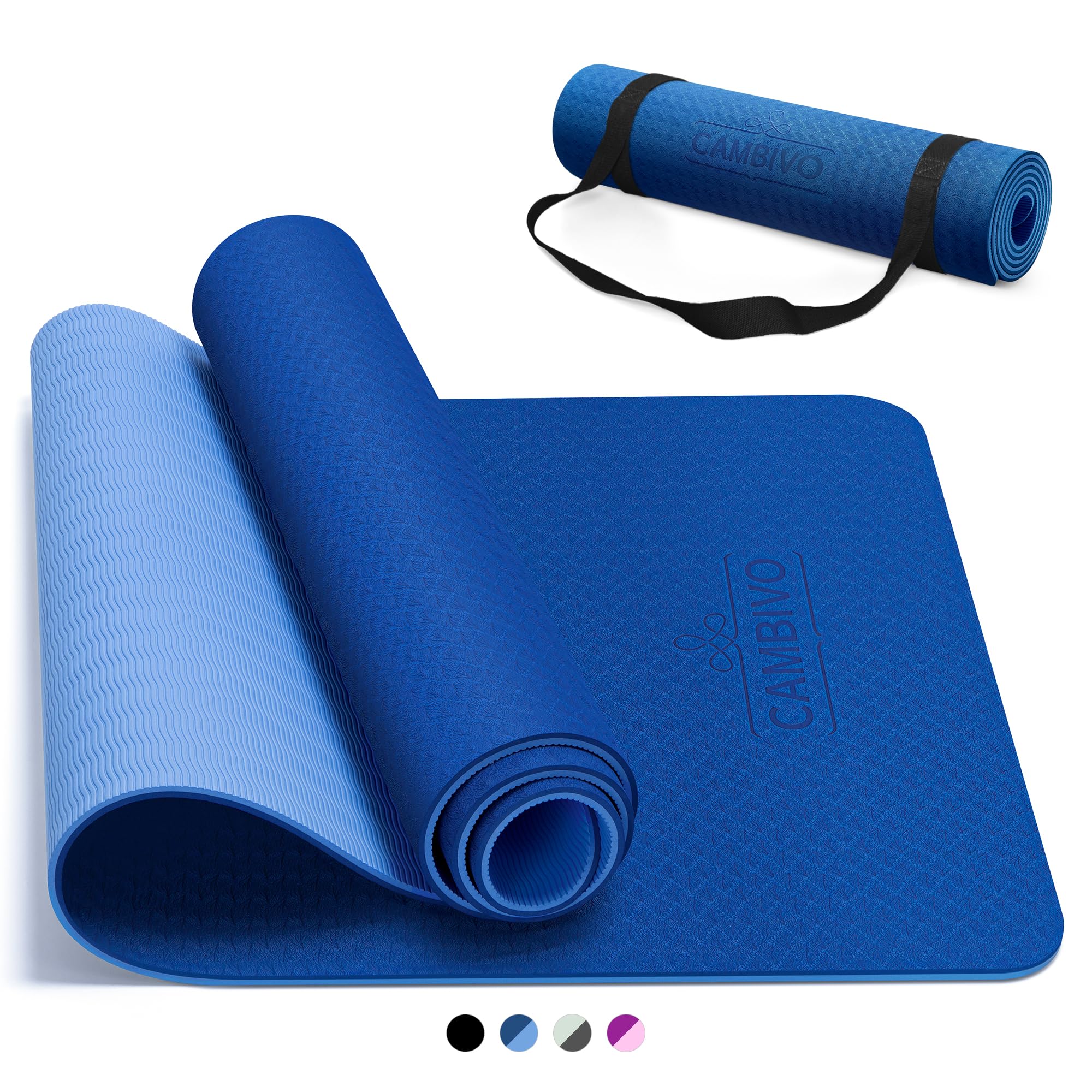 CAMBIVO Yoga Mat for Women Men Kids, 1/3 & 1/4 & 2/5 Inch Extra Thick Yoga Mat Non Slip, 72 x 24 TPE Yoga Mats, Workout Mat with