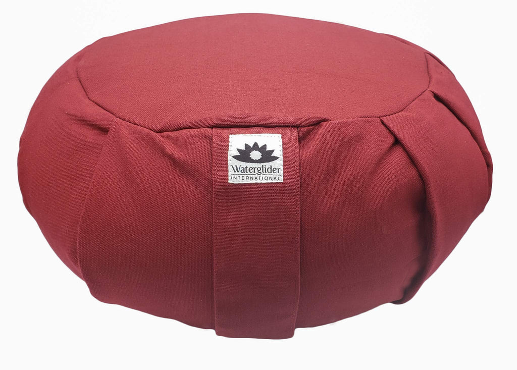 Waterglider International Zafu Cushion, Yoga Meditation Pillow With Usa Buckwheat Fill - Burgundy