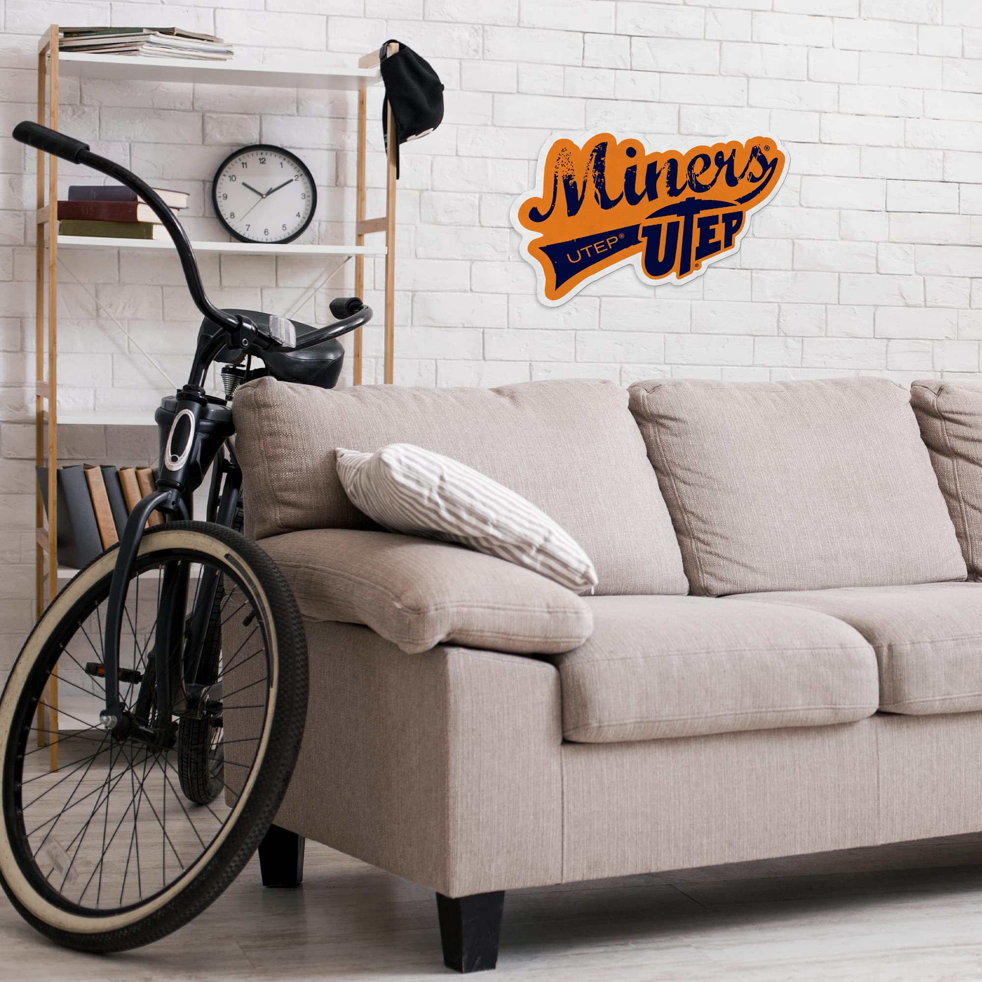 Rico Industries Ncaa Texas-El Paso Miners Distressed Shape Cut Pennant - Home And Living Room D  Cor - Soft Felt Ez To Hang
