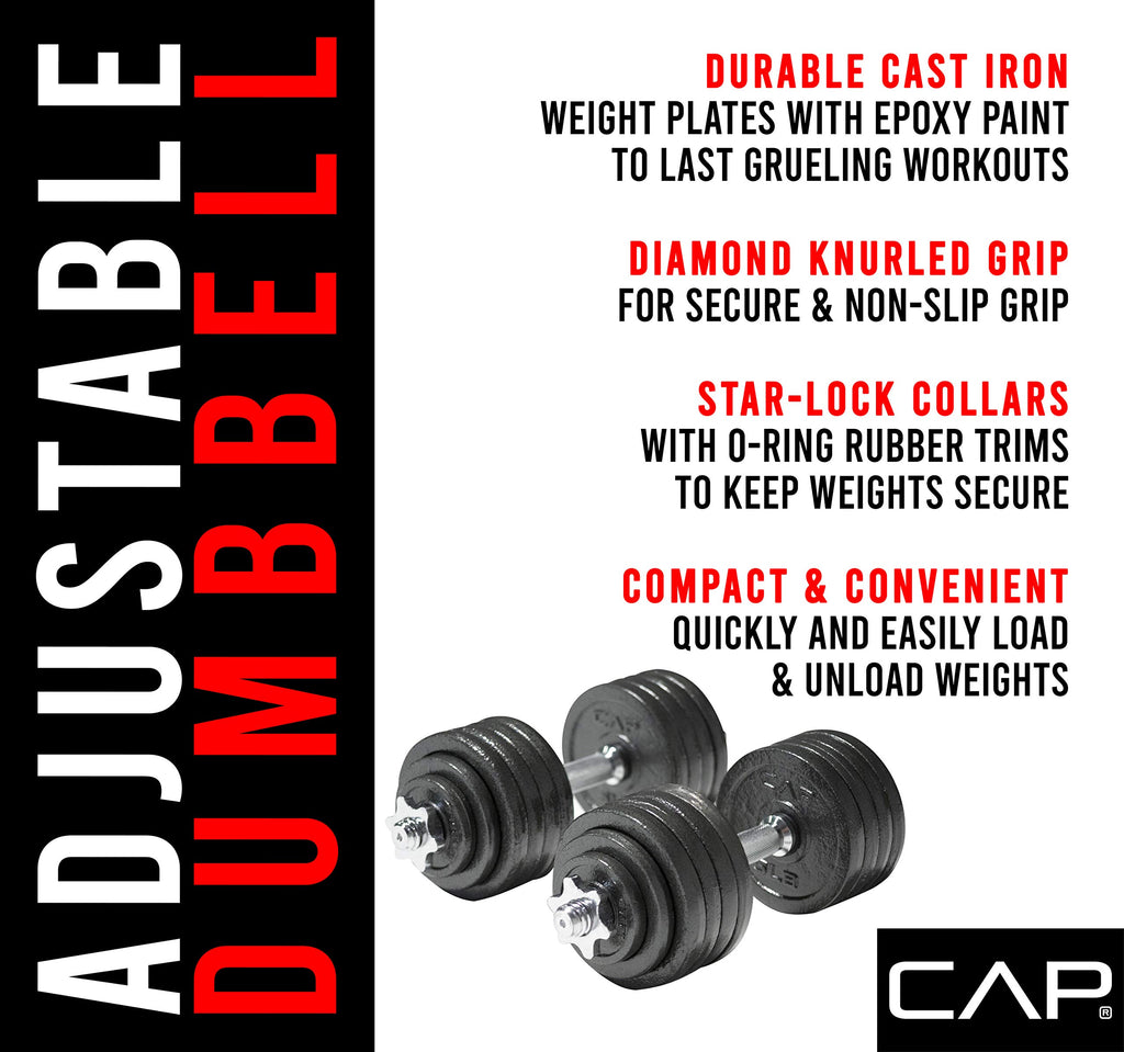 Cap Barbell 52.5-Pound Adjustable Dumbbell Weight (Pair)