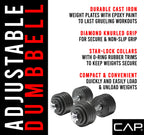 Cap Barbell 52.5-Pound Adjustable Dumbbell Weight (Pair)