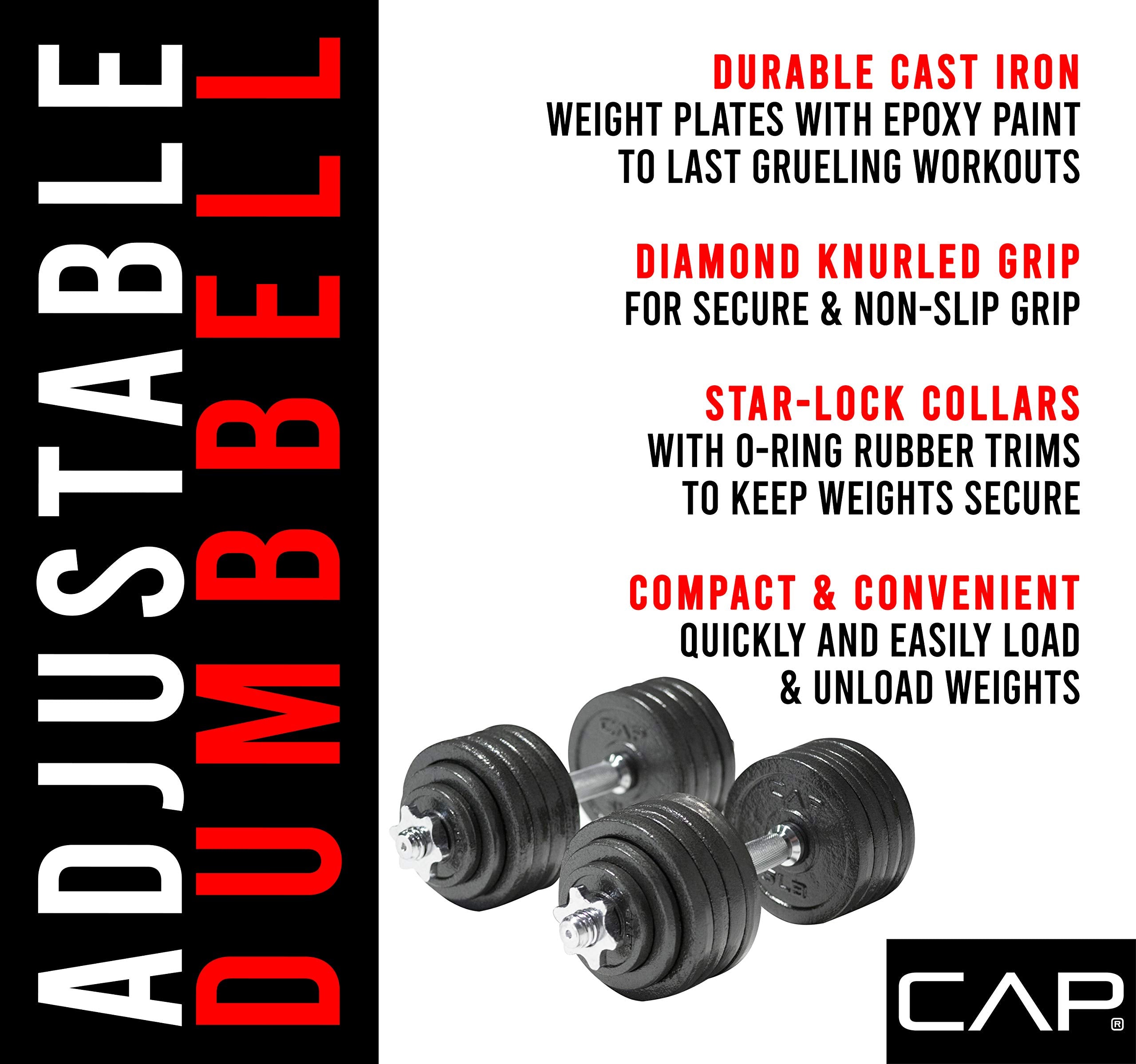 Cap Barbell 52.5-Pound Adjustable Dumbbell Weight (Pair)
