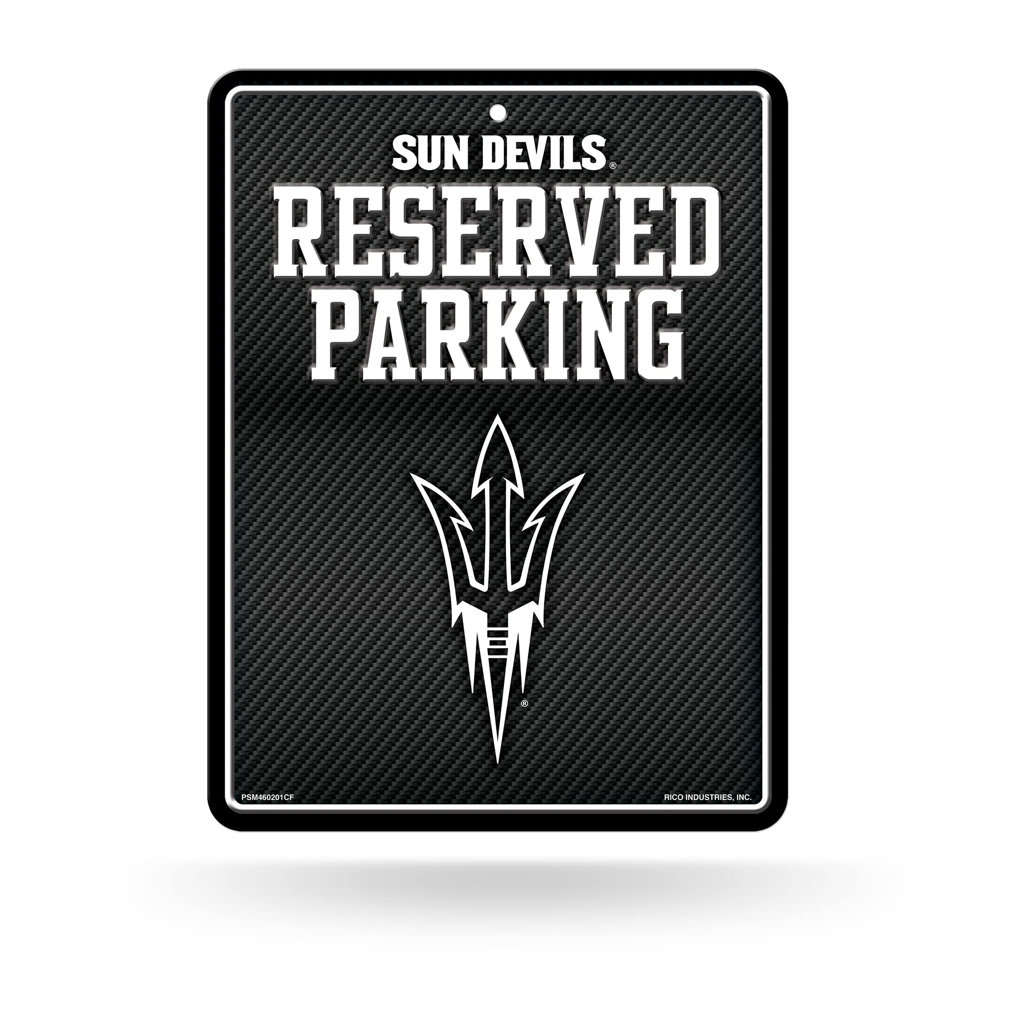 Rico Industries NCAA Arizona State Sun Devils Metal Parking Sign 8.5 x 11 Carbon Fiber Metal Parking Sign - Great for Man Cave, 