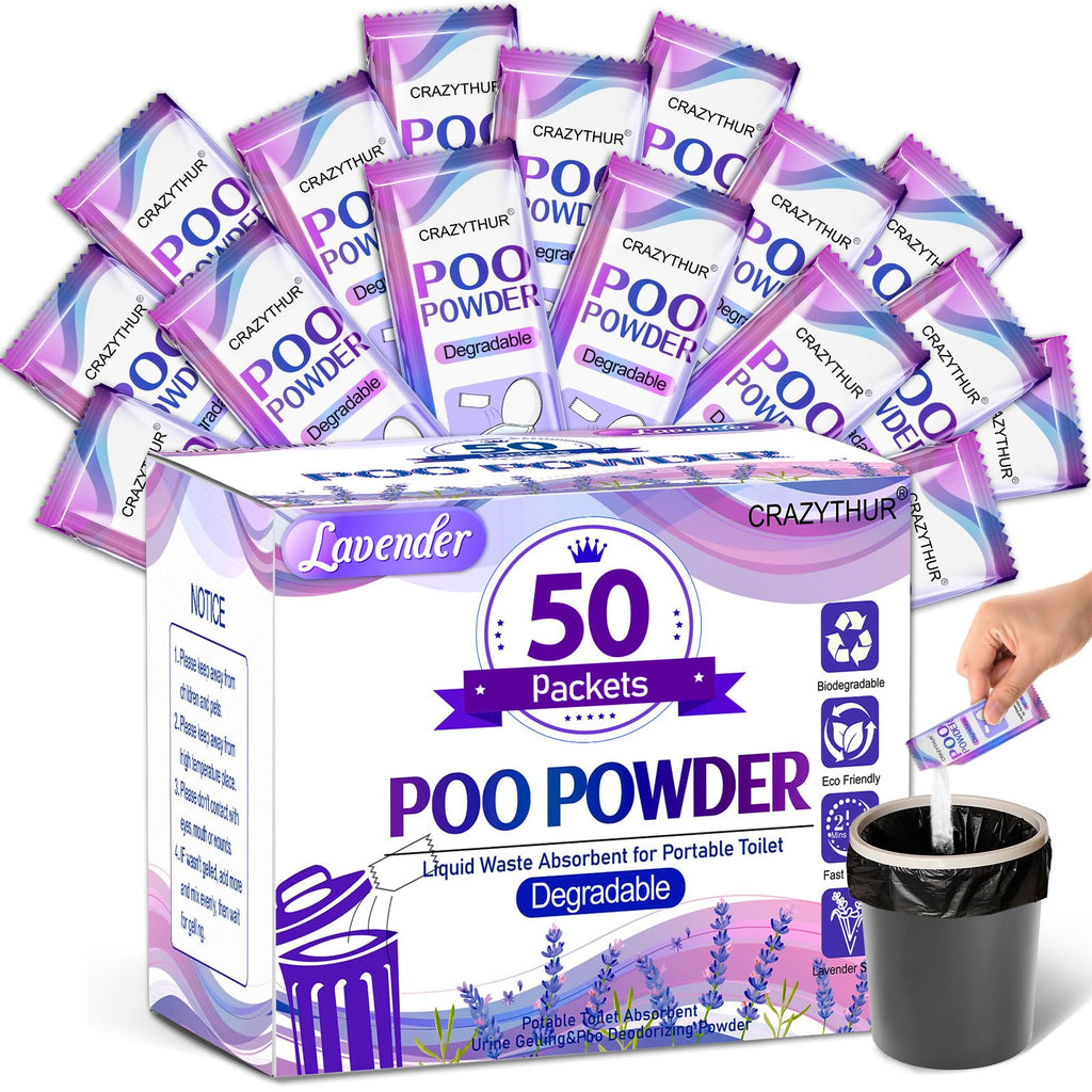 CRAZYTHUR 50PCS Poo Gel and Portable Toilet Gel with Lavender Scent, Camping Toilet Gels, Porta Potty Chemicals, Portable Toilet
